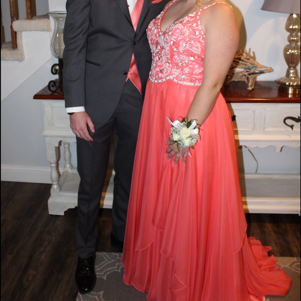 Sherri hill coral dress